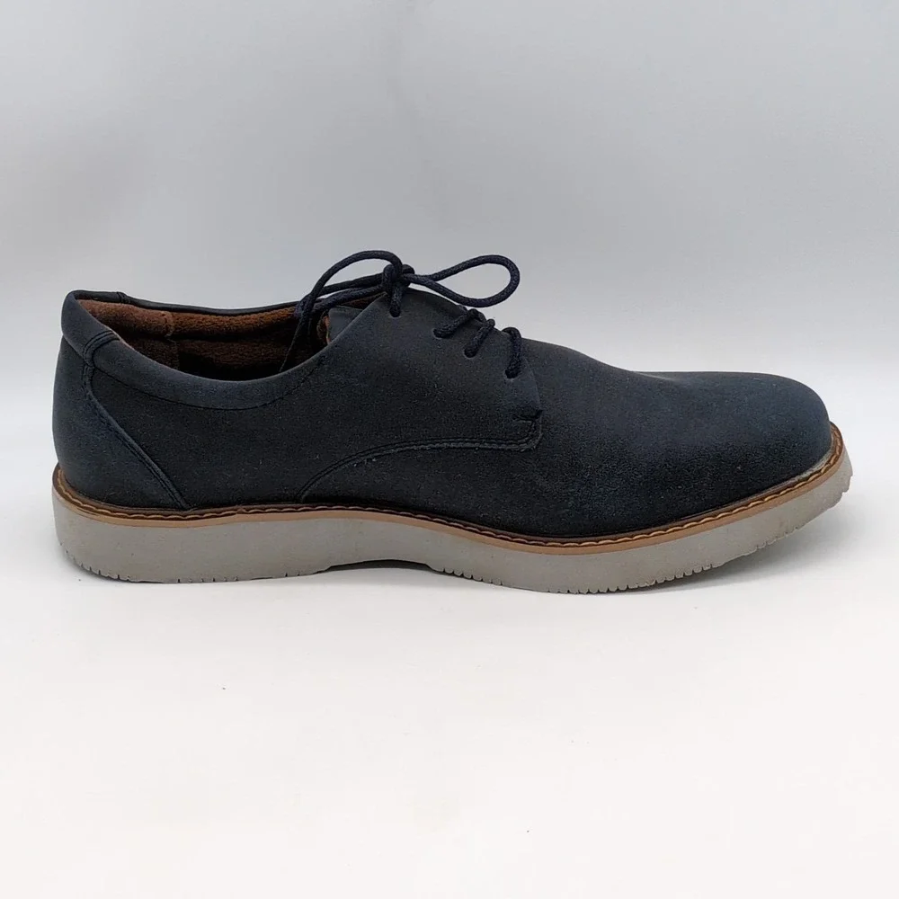 Deer Stags Shoes Mens Walkmaster Blue 10.5 Wide Leather Oxfords Memory Foam